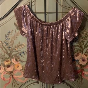 Velvet off the shoulder shirt